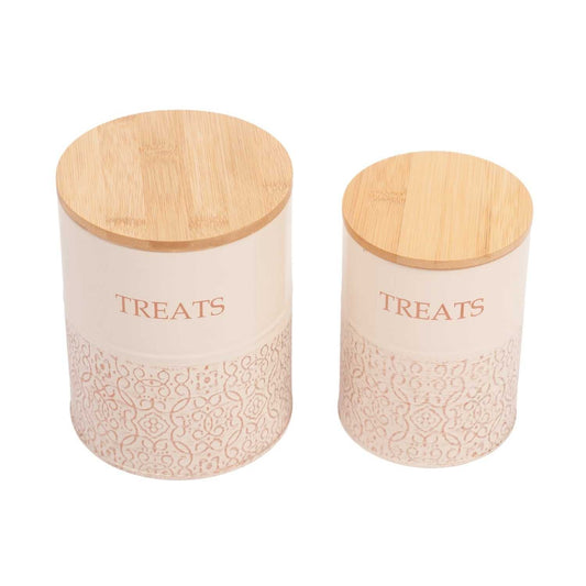 Treat Jar Country Living Dog Treat Canisters - Set of 2 Carbon Steel Jars with Bamboo Lids – White Swan PL3200S 36 $ Pet Lovers Store American Pet Supplies Stew's Incense