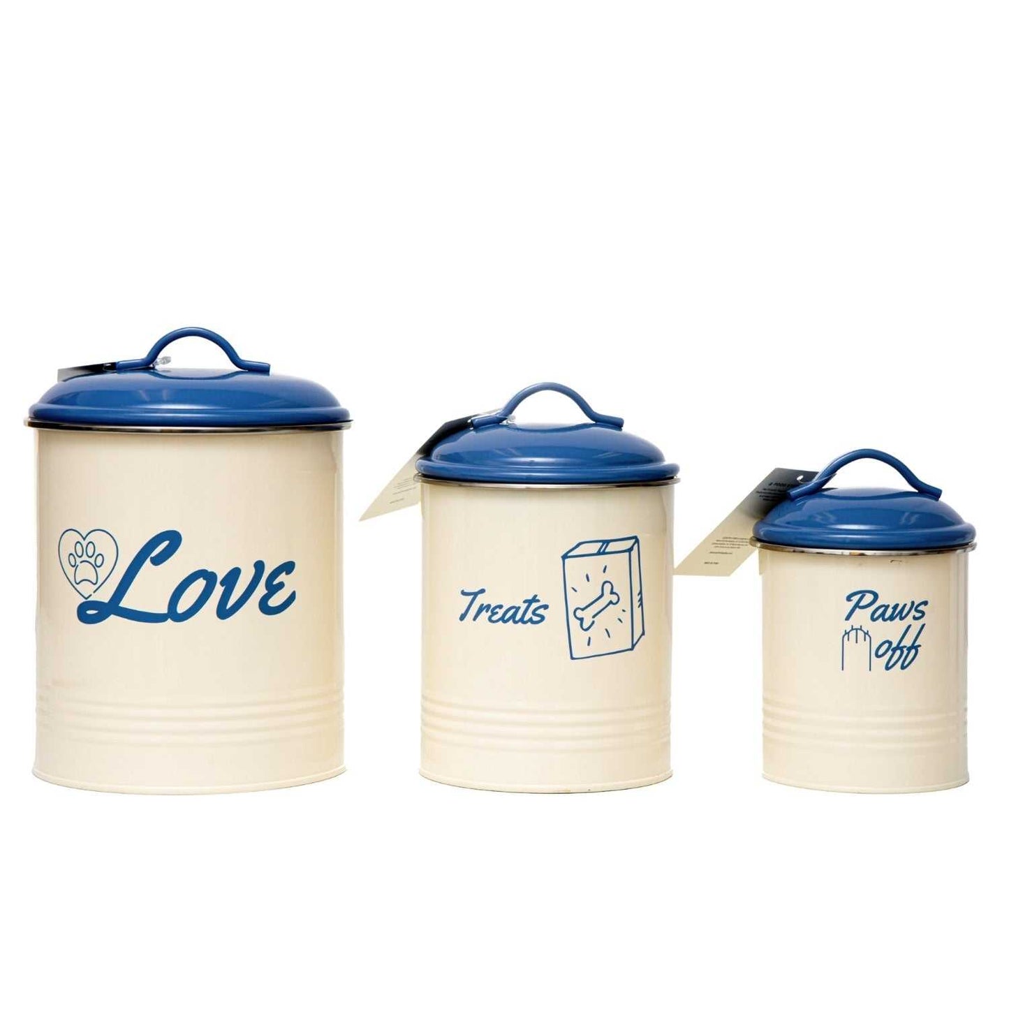 Country Living Set of 3 Pet Treat Canisters, Dog Treat Storage – French Blue Lid PL3403S 36 $ Pet Lovers Store American Pet Supplies Stew's Incense
