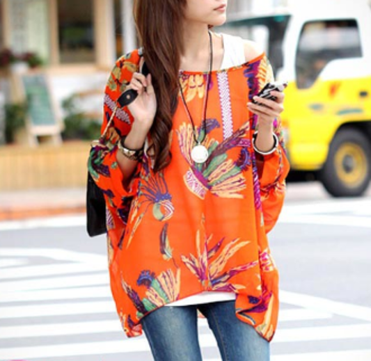 Womens Top Womens Loose Fit Tropical Print Chiffon Tunic Top CW10239J46 29 $ Coats Onetify Stew's Incense