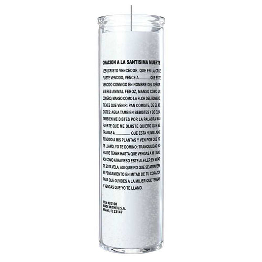 Candle 7 Day Santa Muerte (Holy Death) - White 575-357 (SANTAWHT) 8 $ The Witches Sage LLC Stew's Incense