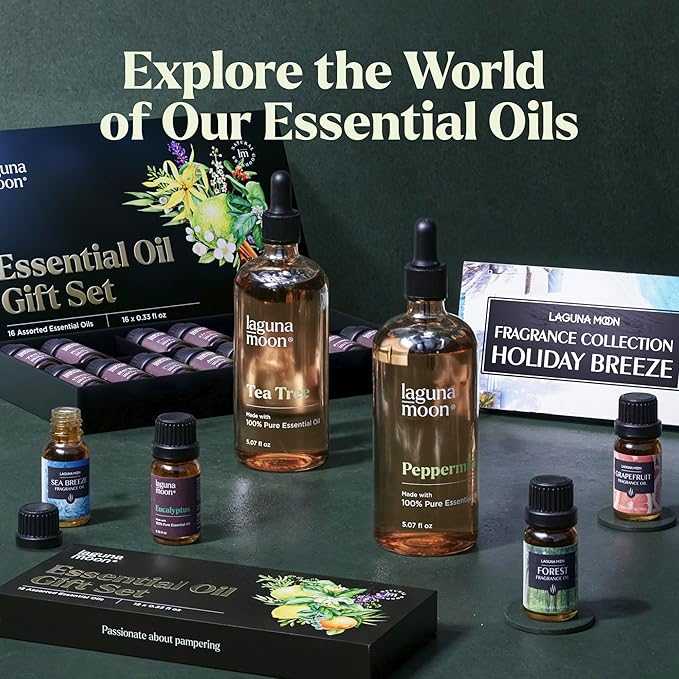 Lagunamoon Essential Oils Set - Top 6 Blends for Diffusers, Home Care, Candle Making Scents, Fragrance, Aromatherapy, Humidifiers, Gifts - Peppermint, Tea Tree, Lavender, Eucalyptus, Orange (10mL) Lagunamoon-Essential-7203393732654 8 $ Amazon Stew's Incense