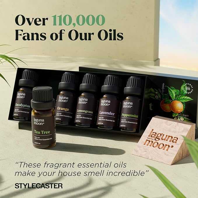 Lagunamoon Essential Oils Set - Top 6 Blends for Diffusers, Home Care, Candle Making Scents, Fragrance, Aromatherapy, Humidifiers, Gifts - Peppermint, Tea Tree, Lavender, Eucalyptus, Orange (10mL) Lagunamoon-Essential-7203393732654 8 $ Amazon Stew's Incense