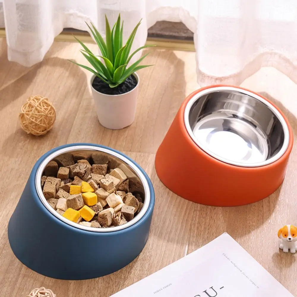 Anti Rollover Dog Feeder New Anti Overturning Large Capacity Neck Protection Bowl Durable Stainless Steel Cat Bowl