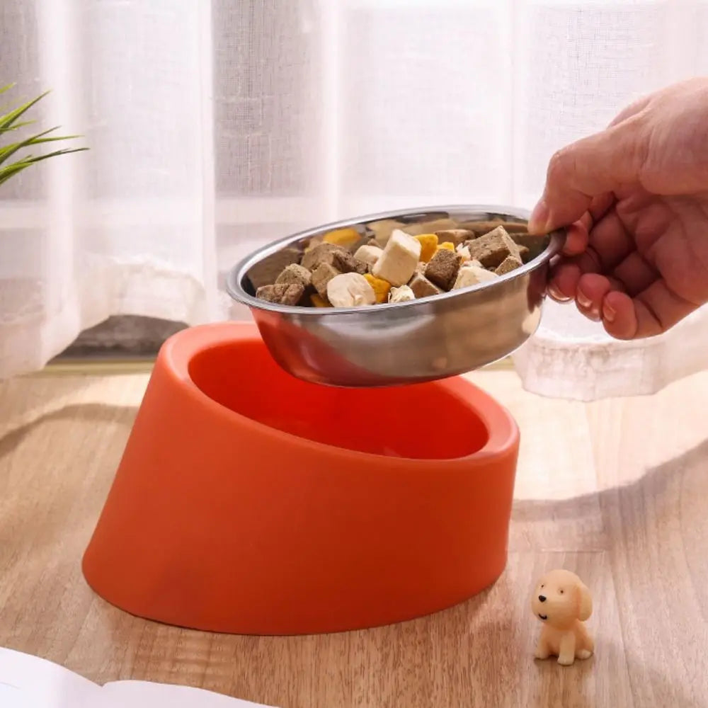 Anti Rollover Dog Feeder New Anti Overturning Large Capacity Neck Protection Bowl Durable Stainless Steel Cat Bowl