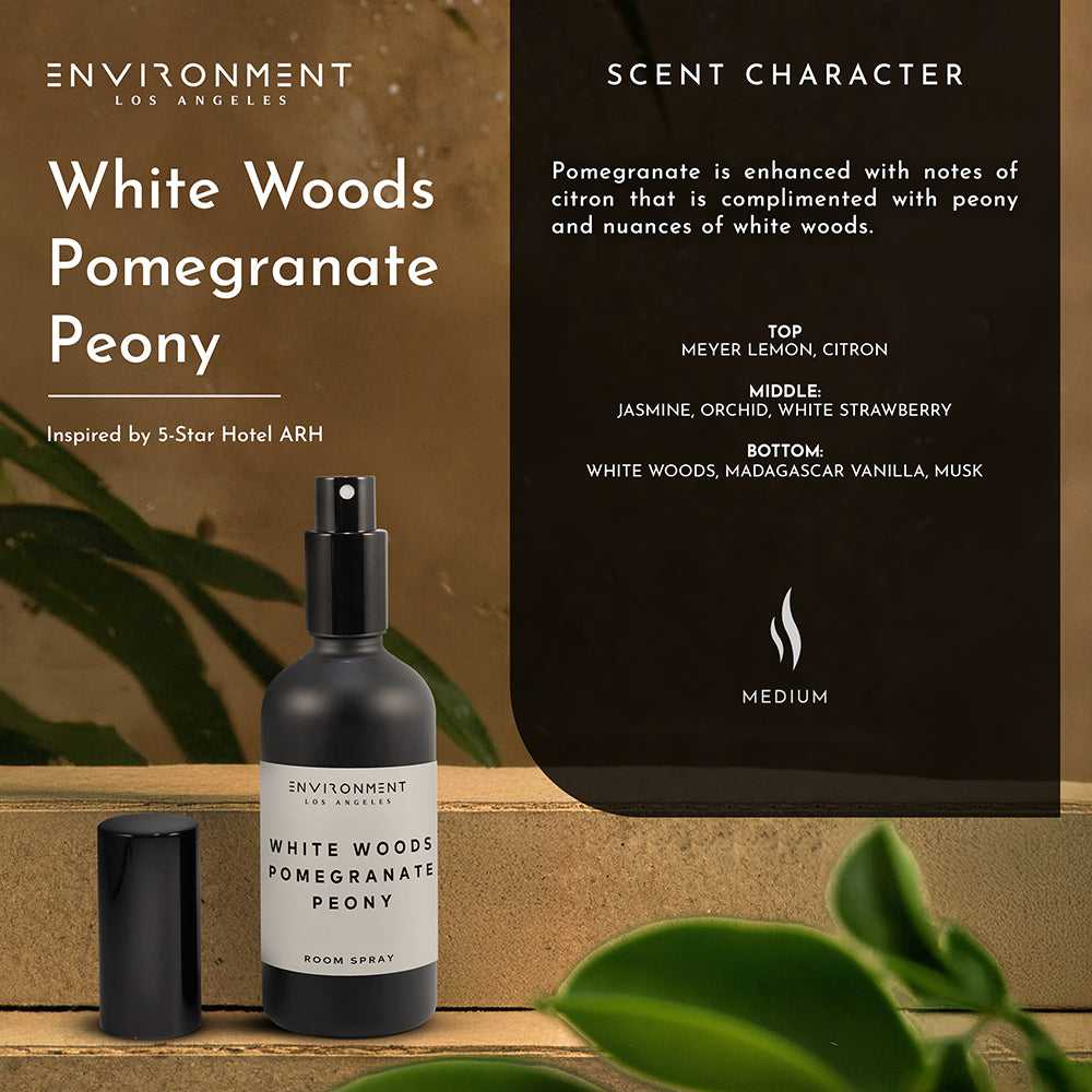 Environment - Room Spray (Hotel Aromatics) White Woods | Pomegranate | Peony Room Spray (Inspired by The Aria Hotel®) EN-RS-ARIA 38 $ Lava Rock Diffusers Stone Candles Stew's Incense