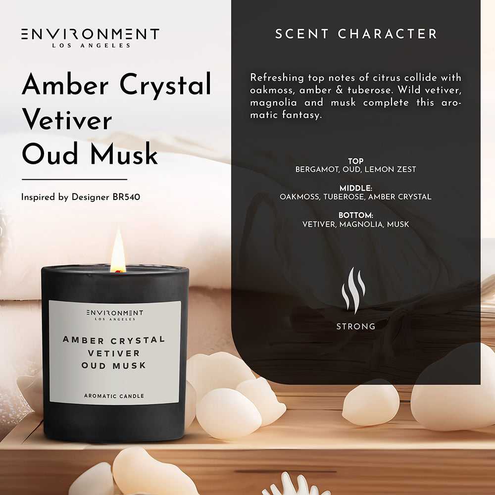 Environment - Candle 8oz Amber Crystal | Vetiver | Oud Musk Candle with Lid and Box (Inspired by Baccarat Rouge 540®) EN-CAN8-MAISON 48 $ Candles Stone Candles Stew's Incense