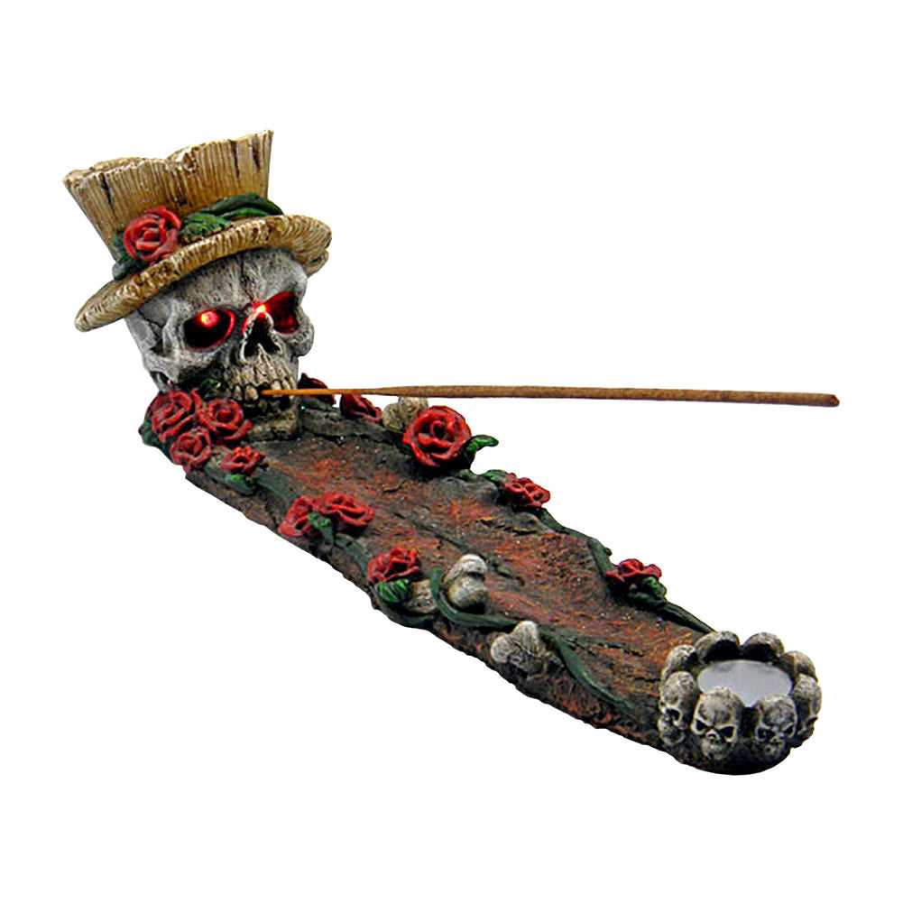 Incense Burner Bed of Roses Skull Incense Burner with LED light up eyes PB2127 17 $ The Witches Sage LLC Stew's Incense