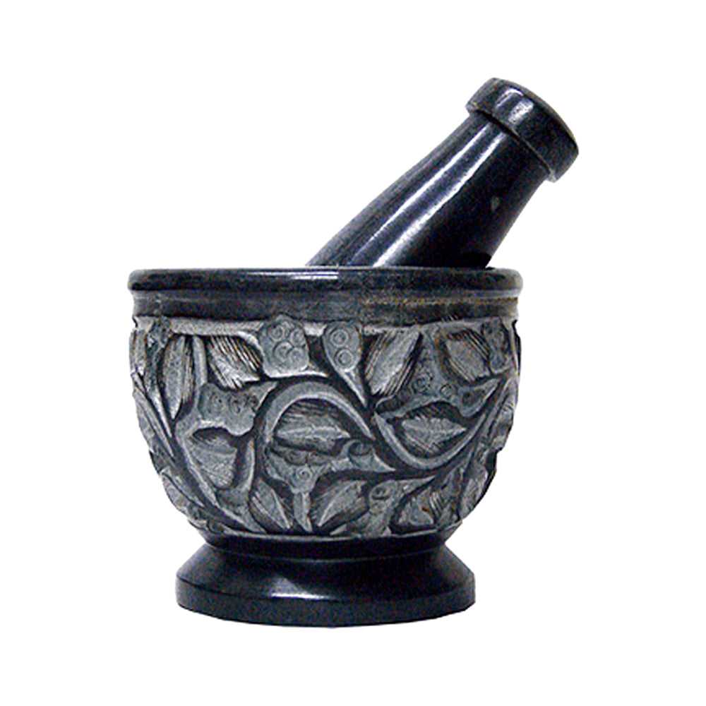 Mortar & Pestle Mortar & Pestle - Soapstone Vines SBR517 (SOB39) 13 $ Shop All The Witches Sage LLC Stew's Incense