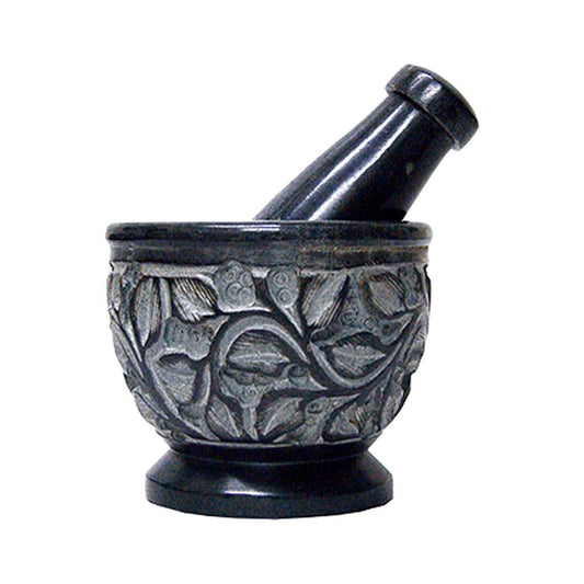 Mortar & Pestle Mortar & Pestle - Soapstone Vines SBR517 (SOB39) 13 $ Shop All The Witches Sage LLC Stew's Incense
