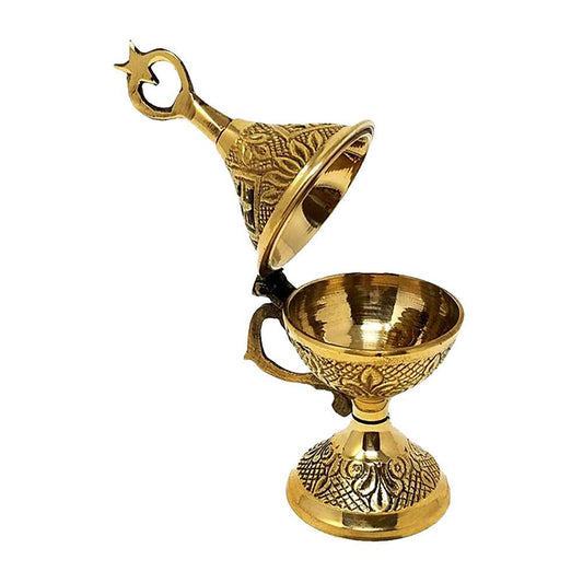 Incense Burner Brass Incense Burner with Hinged Lid 5 1/4" 8074 9 $ Shop All The Witches Sage LLC Stew's Incense