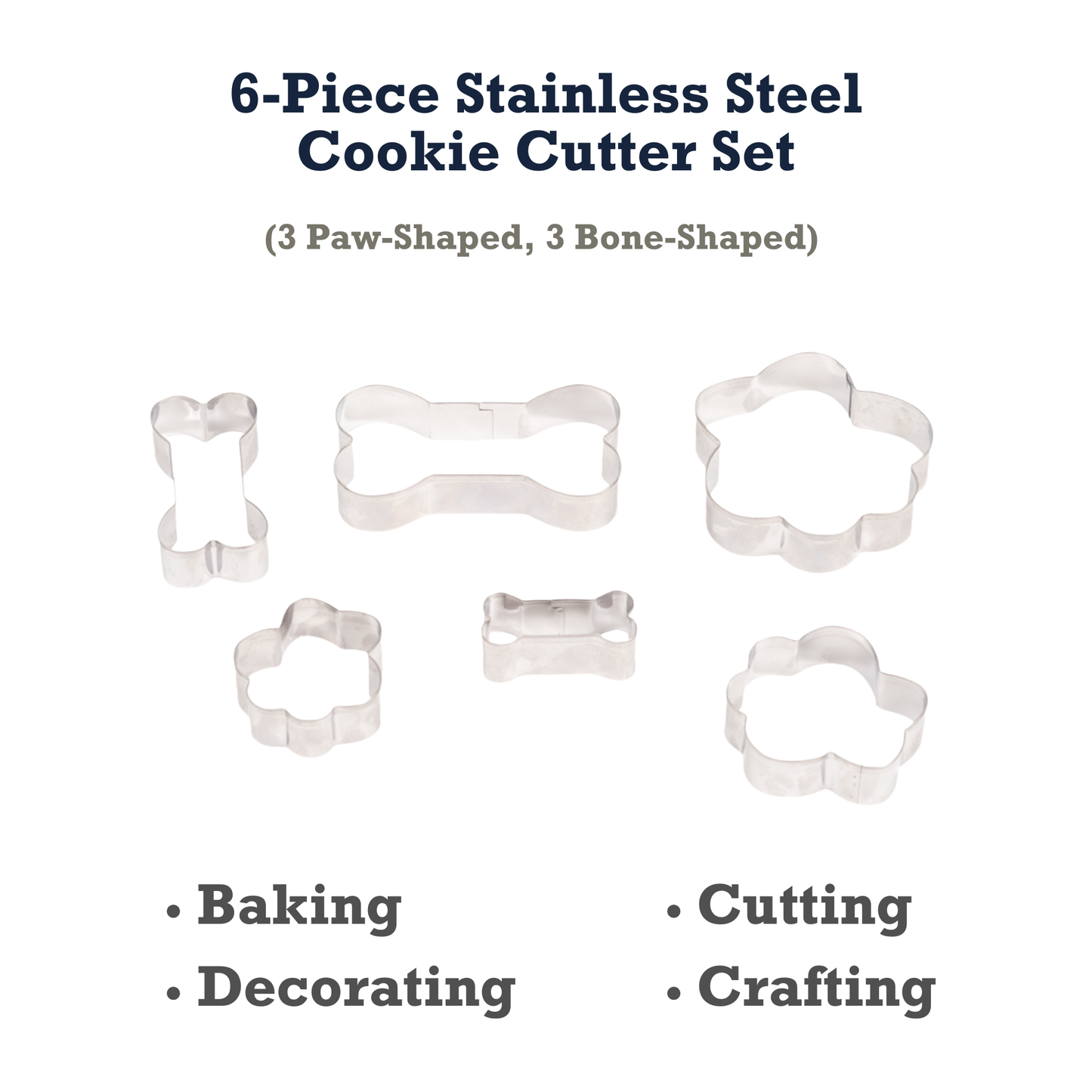 Baking Tray Country Living 6-Piece Stainless Steel Cookie Cutter Set (3 Paw-Shaped, 3 Bone-Shaped) CL-1001 12 $ Pet Lovers Store American Pet Supplies Stew's Incense