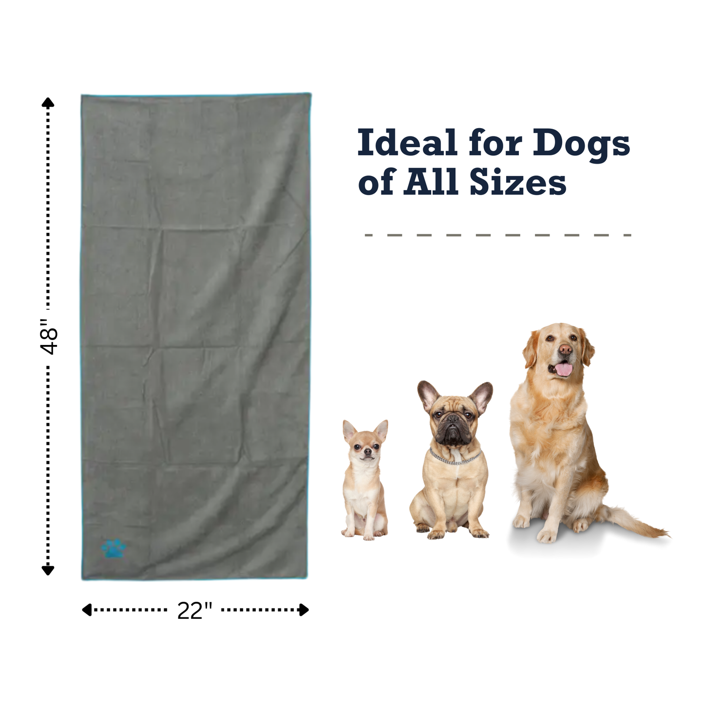 Towels Country Living Large Gray Microfiber Dog Bath Towel with Teal Embroidered Paw Print CL-1006 14 $ Pet Lovers Store American Pet Supplies Stew's Incense