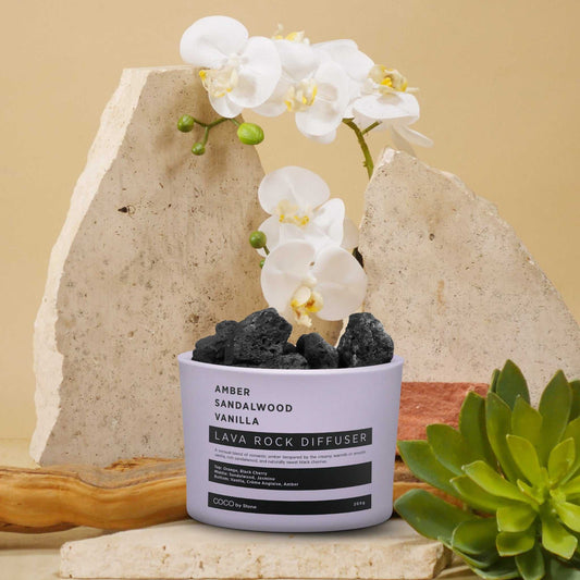 COCO Lava Rock Diffuser Lava Rock Diffuser (Amber | Sandalwood | Vanilla) COCO-LRD-ASV 26 $ Lava Rock Diffusers Stone Candles Stew's Incense