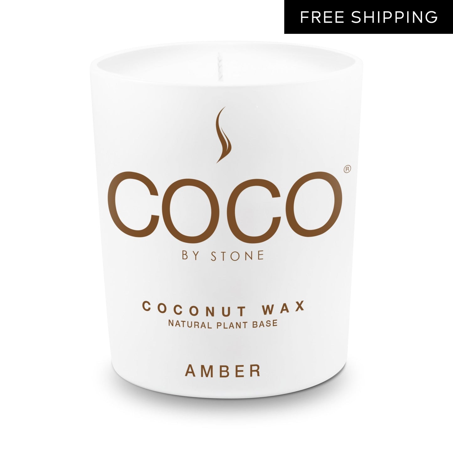 COCO Candle Amber Natural Coconut Apricot Wax Candle COCO6AM 24 $ Candles Stone Candles Stew's Incense