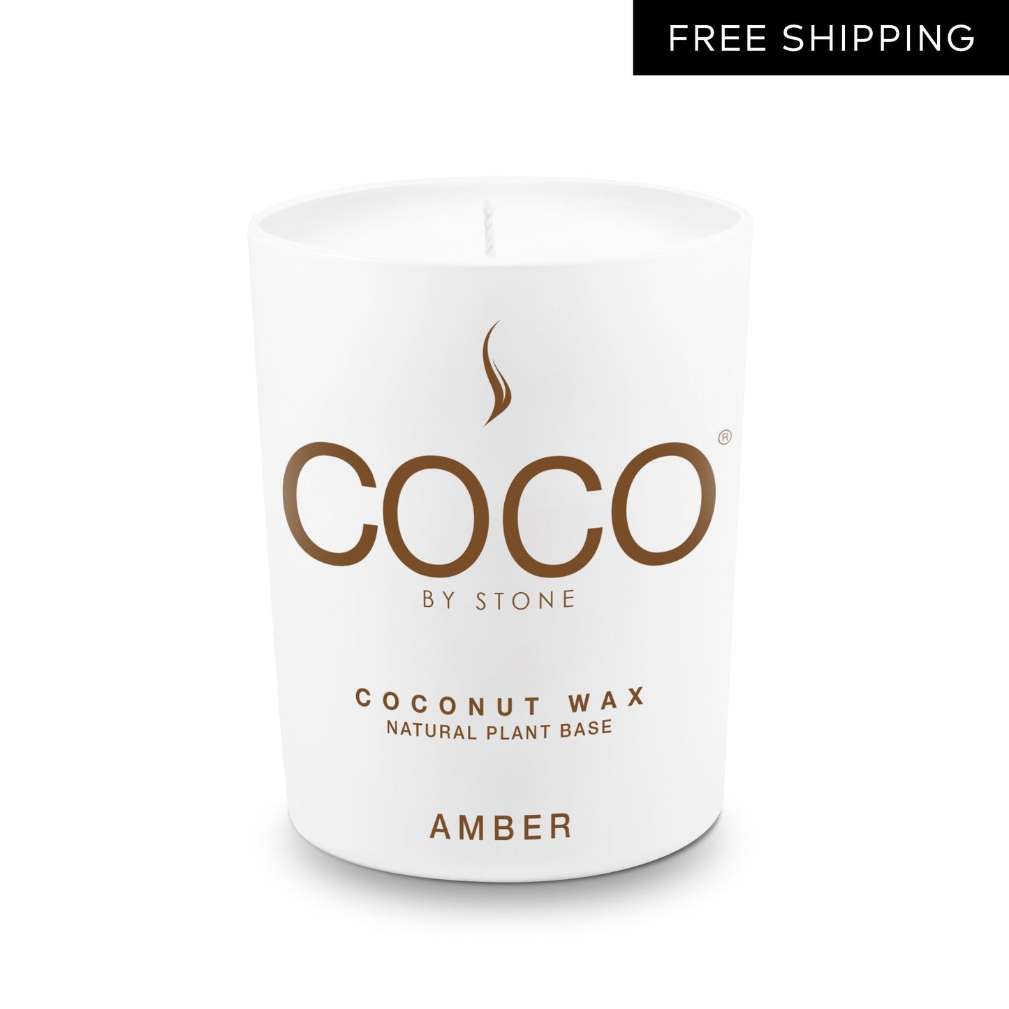 COCO Candle Amber Natural Coconut Apricot Wax Candle COCO6AM 24 $ Candles Stone Candles Stew's Incense