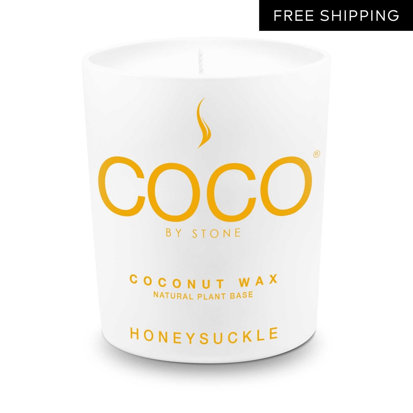 COCO Candle Honeysuckle Natural Coconut Apricot Wax Candle COCO6HO 24 $ Candles Stone Candles Stew's Incense