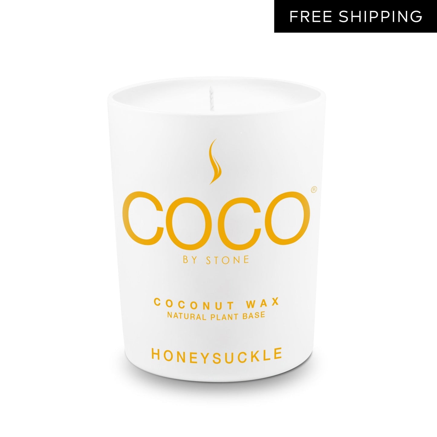 COCO Candle Honeysuckle Natural Coconut Apricot Wax Candle COCO6HO 24 $ Candles Stone Candles Stew's Incense