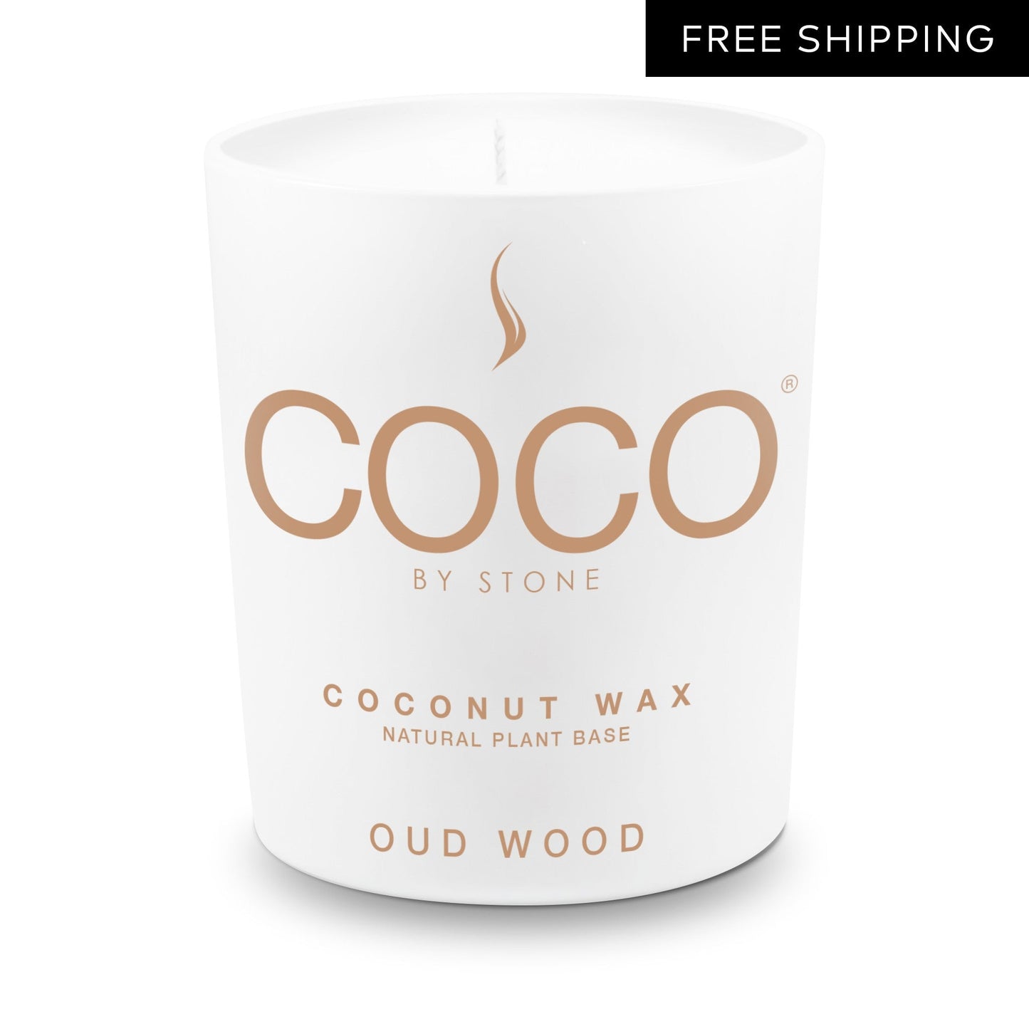COCO Candle Oud Wood Natural Coconut Apricot Wax Candle COCO6OW 24 $ Candles Stone Candles Stew's Incense