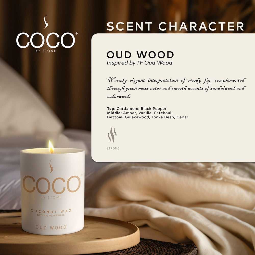 COCO Candle Oud Wood Natural Coconut Apricot Wax Candle COCO6OW 24 $ Candles Stone Candles Stew's Incense