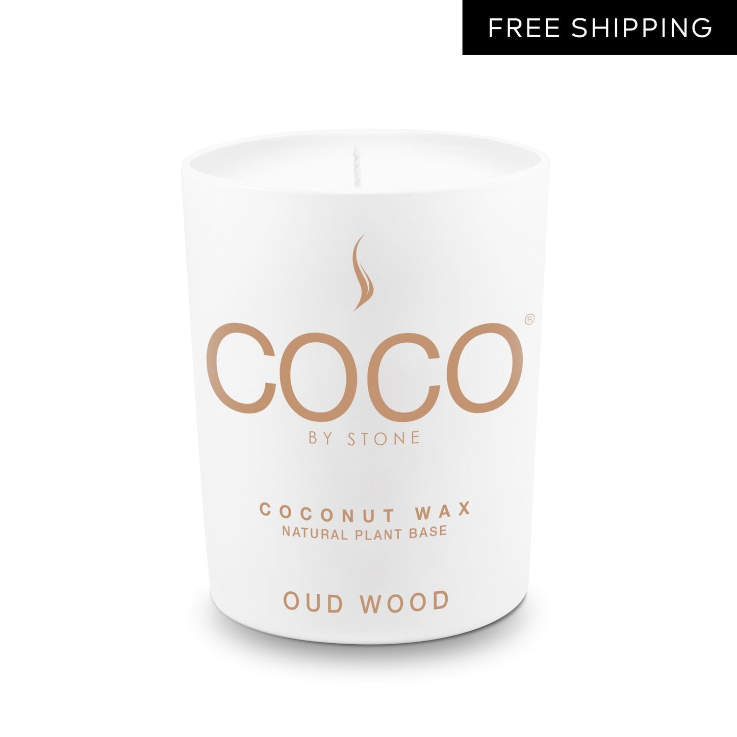 COCO Candle Oud Wood Natural Coconut Apricot Wax Candle COCO6OW 24 $ Candles Stone Candles Stew's Incense