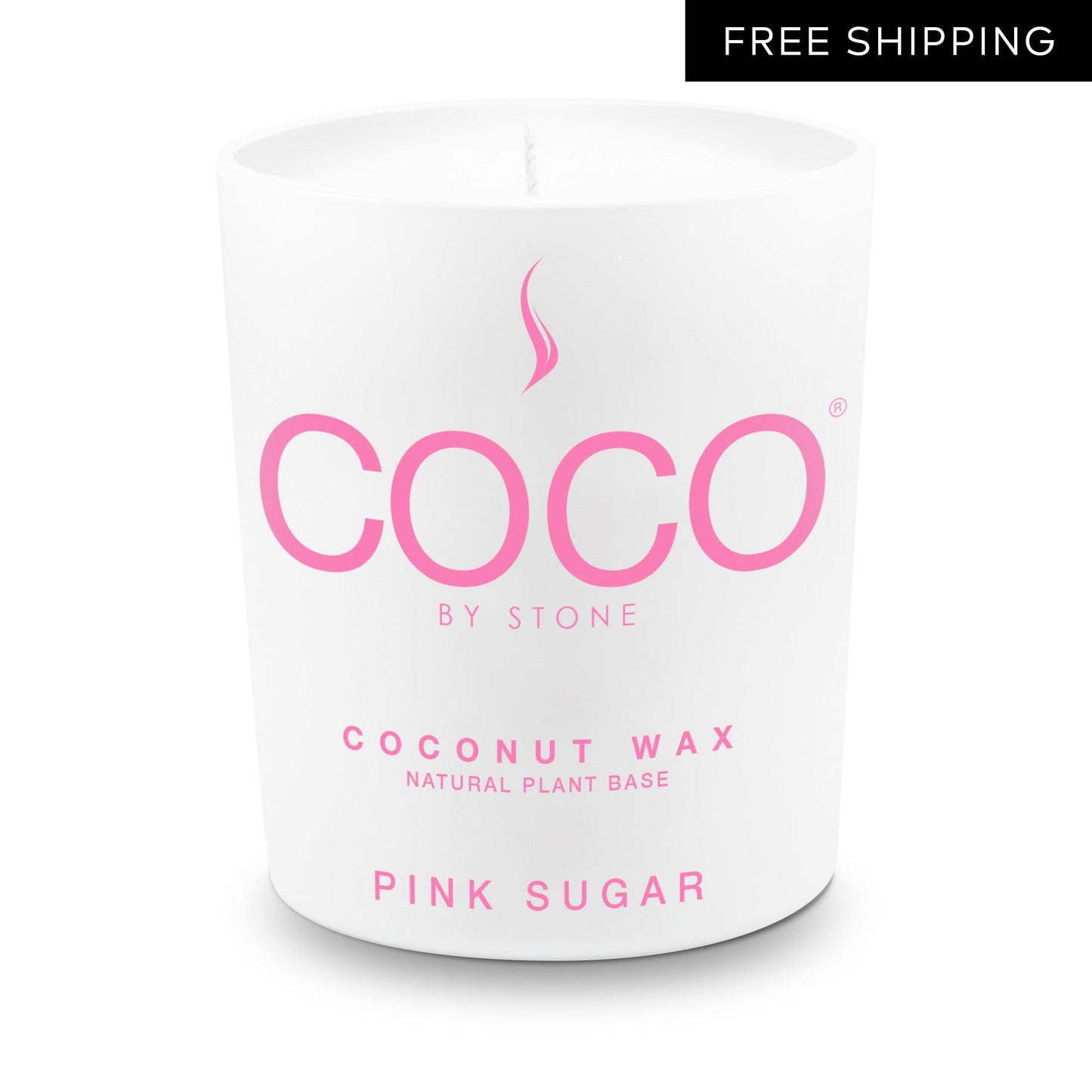 COCO Candle Pink Sugar Natural Coconut Apricot Wax Candle COCO6PS 24 $ Candles Stone Candles Stew's Incense