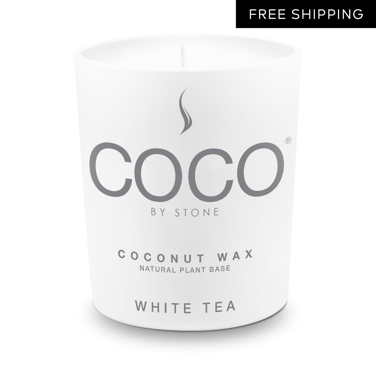 COCO Candle White Tea Natural Coconut Apricot Wax Candle COCO6WT 24 $ Candles Stone Candles Stew's Incense