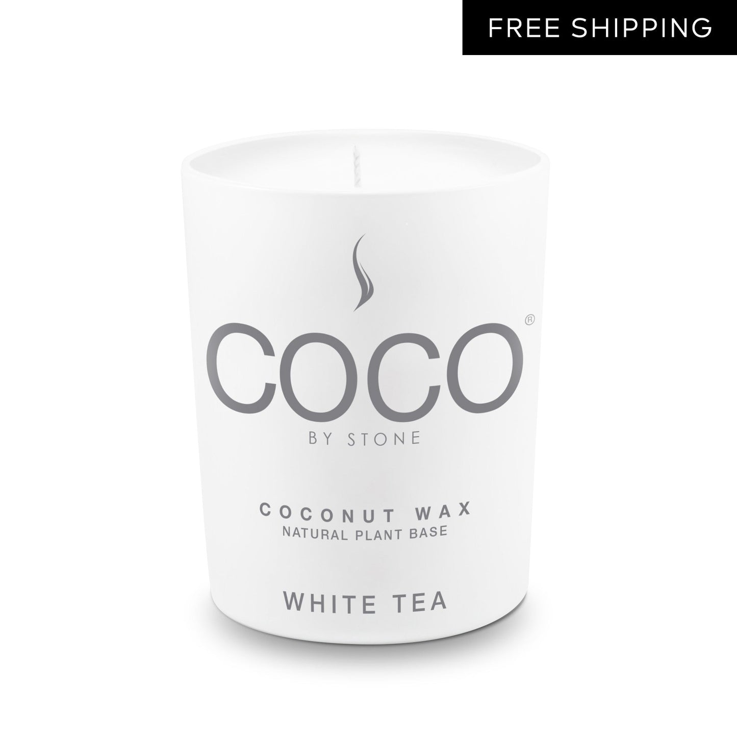 COCO Candle White Tea Natural Coconut Apricot Wax Candle COCO6WT 24 $ Candles Stone Candles Stew's Incense