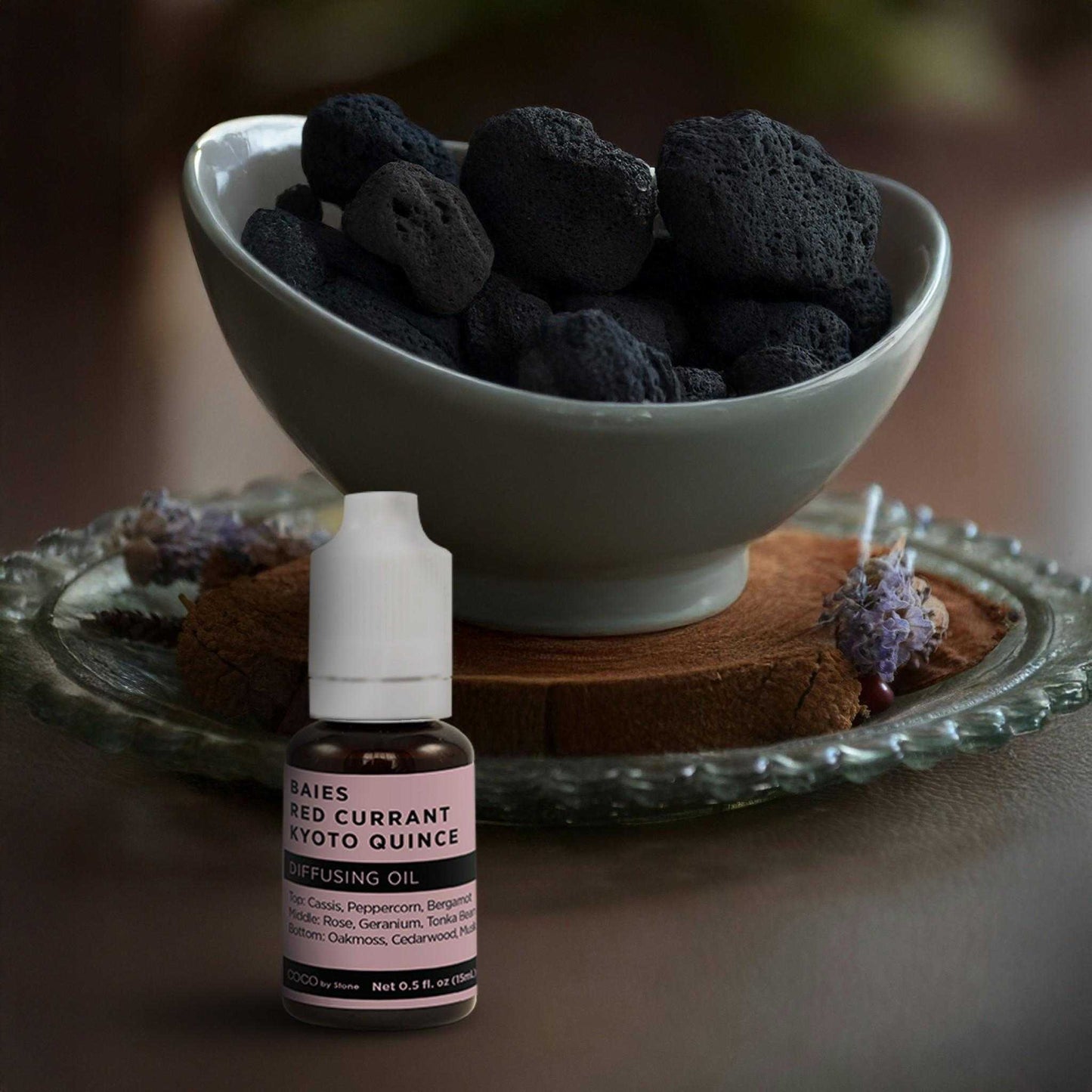 COCO by Stone - Diffusing Oil Diffusing Oil (Baies | Red Currant | Kyoto Quince) COCO-DO-BRCKQ 16 $ Lava Rock Diffusers Stone Candles Stew's Incense