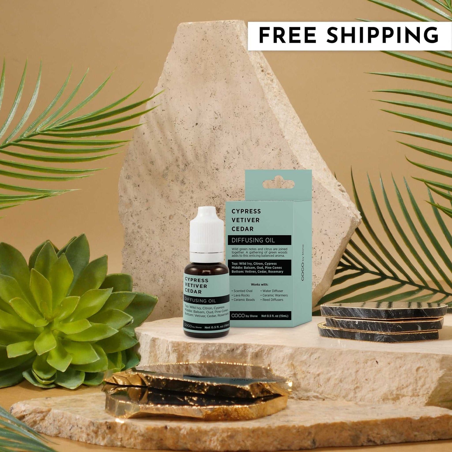 COCO by Stone - Diffusing Oil Diffusing Oil (Cypress | Vetiver | Cedar) COCO-DO-CVC 16 $ Lava Rock Diffusers Stone Candles Stew's Incense