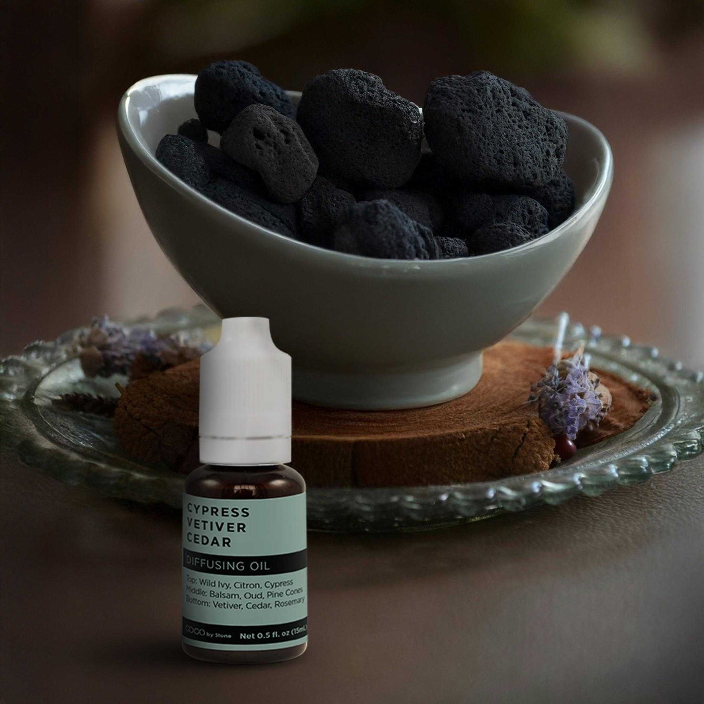 COCO by Stone - Diffusing Oil Diffusing Oil (Cypress | Vetiver | Cedar) COCO-DO-CVC 16 $ Lava Rock Diffusers Stone Candles Stew's Incense