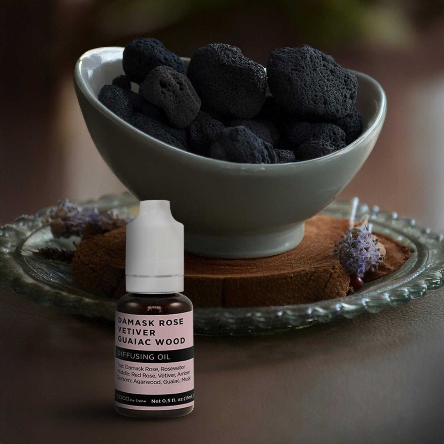COCO by Stone - Diffusing Oil Diffusing Oil (Damask Rose | Vetiver | Guaiac Wood) COCO-DO-DRVGW 16 $ Lava Rock Diffusers Stone Candles Stew's Incense