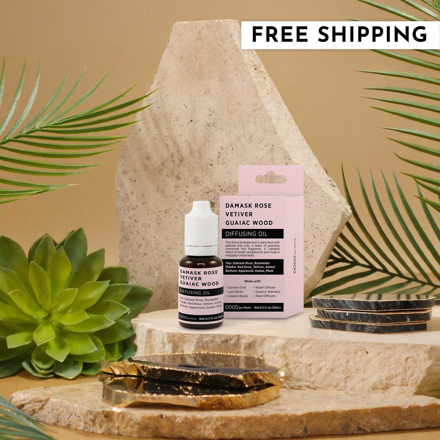 COCO by Stone - Diffusing Oil Diffusing Oil (Damask Rose | Vetiver | Guaiac Wood) COCO-DO-DRVGW 16 $ Lava Rock Diffusers Stone Candles Stew's Incense