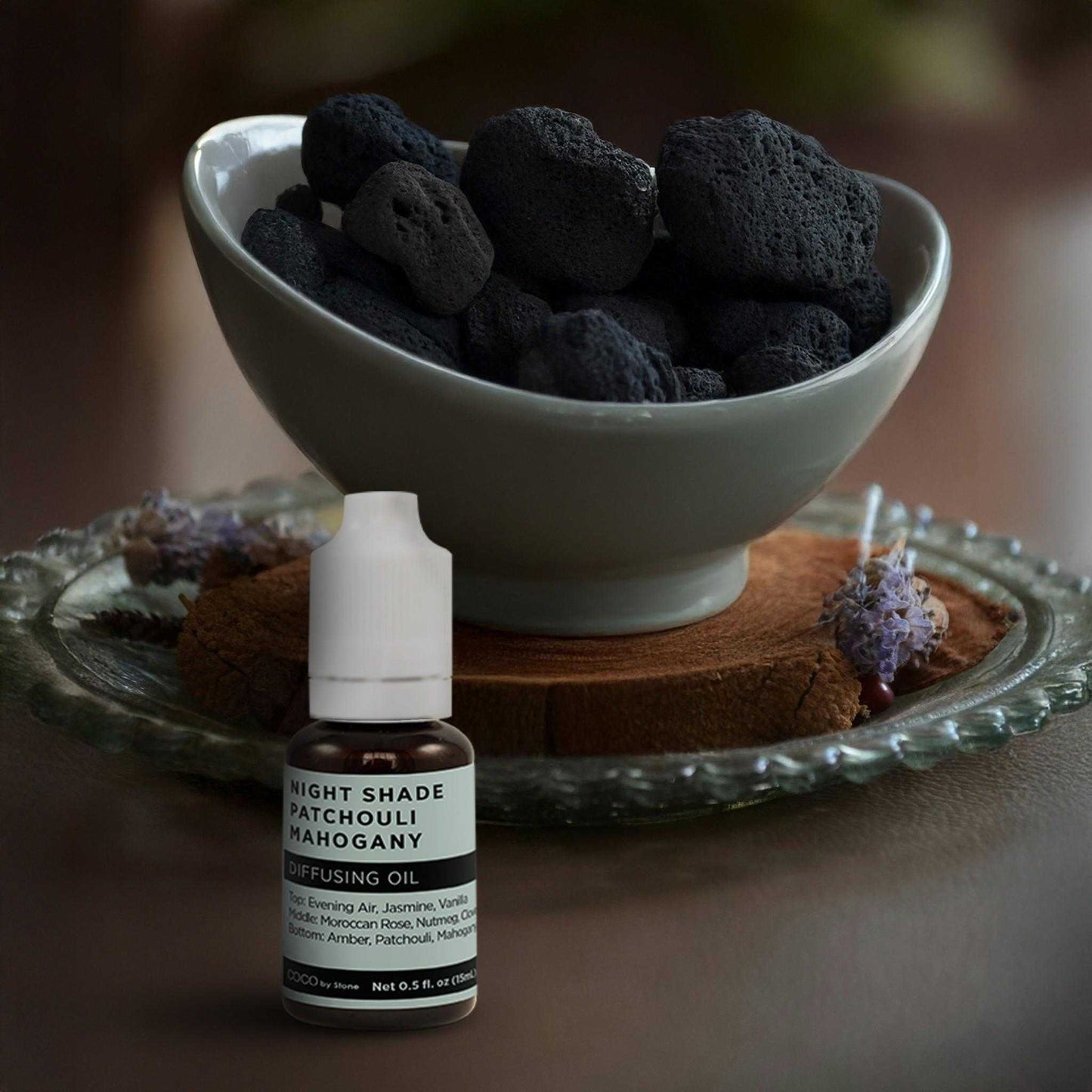 COCO by Stone - Diffusing Oil Diffusing Oil (Night Shade | Patchouli | Mahogany) COCO-DO-NPN 16 $ Lava Rock Diffusers Stone Candles Stew's Incense