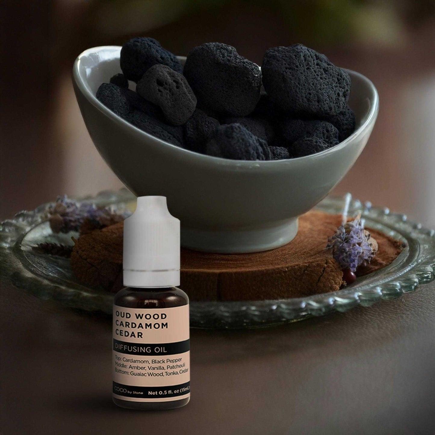 COCO by Stone - Diffusing Oil Diffusing Oil (Oud Wood | Cardamom | Cedar) COCO-DO-OCC 16 $ Lava Rock Diffusers Stone Candles Stew's Incense