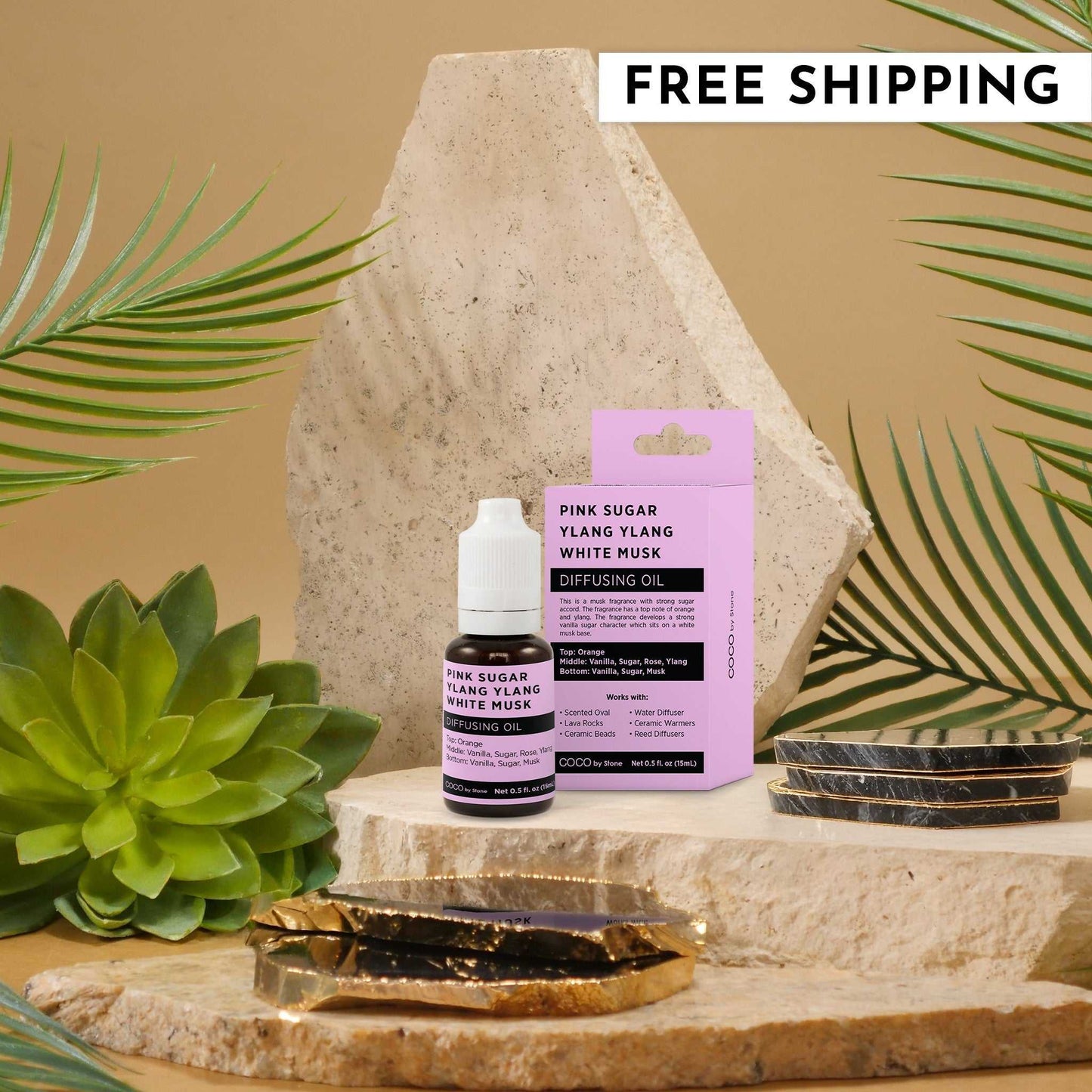 COCO by Stone - Diffusing Oil Diffusing Oil (Pink Sugar | Ylang Ylang | White Musk) COCO-DO-PYW 16 $ Lava Rock Diffusers Stone Candles Stew's Incense