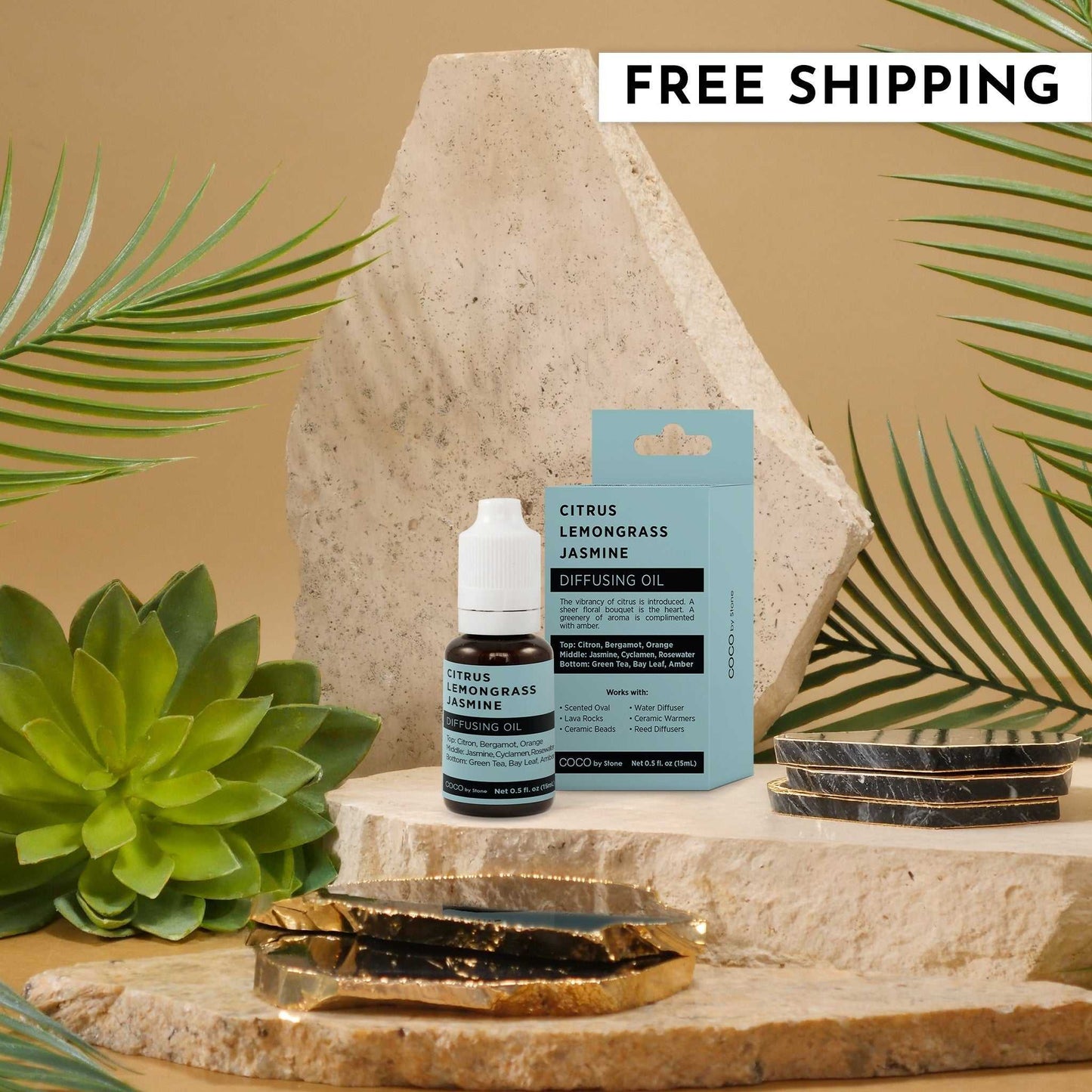 COCO by Stone - Diffusing Oil Diffusing Oil (Citrus | Lemongrass | Jasmine) COCO-DO-CLJ 16 $ Lava Rock Diffusers Stone Candles Stew's Incense