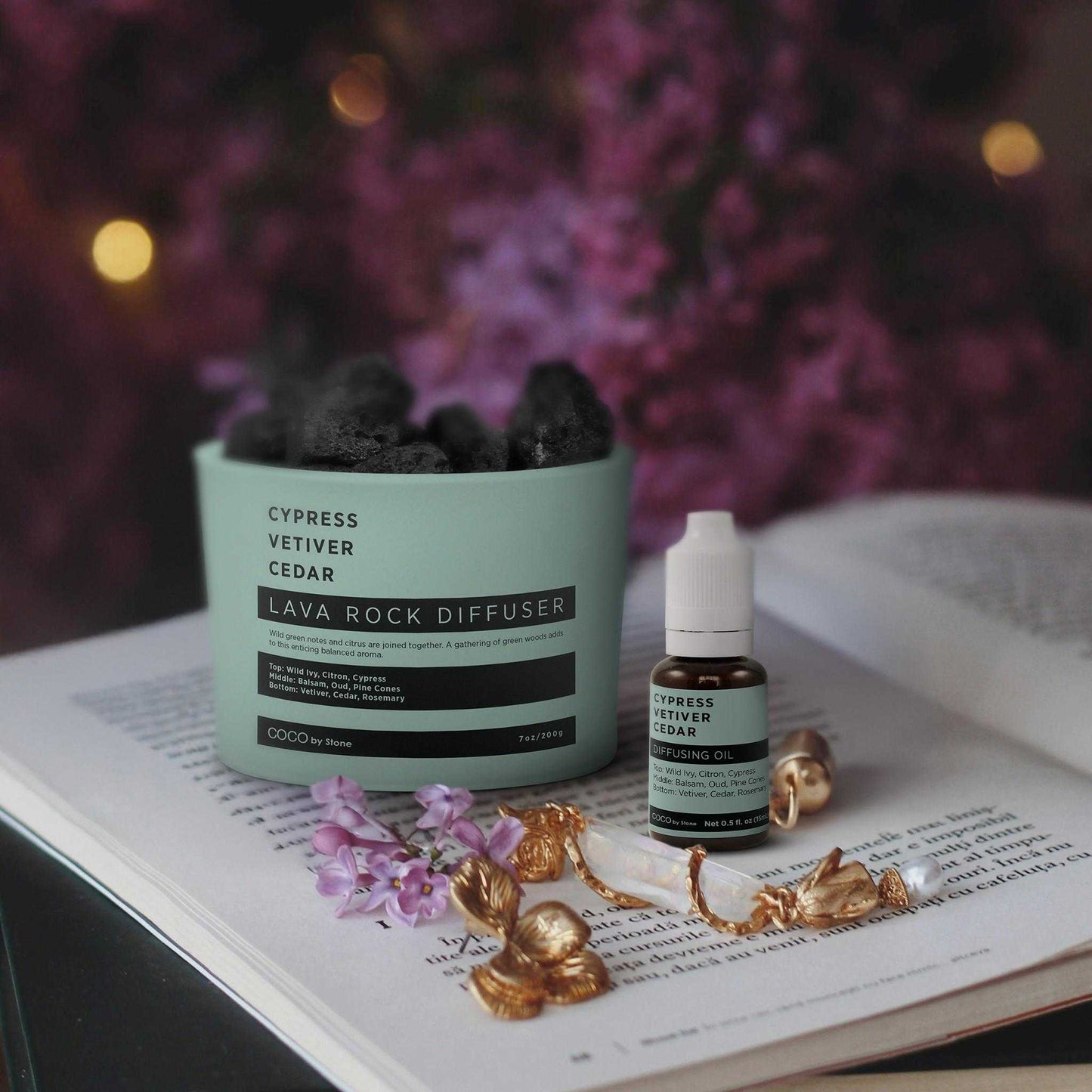 COCO by Stone - Diffusing Oil Diffusing Oil (Cypress | Vetiver | Cedar) COCO-DO-CVC 16 $ Lava Rock Diffusers Stone Candles Stew's Incense