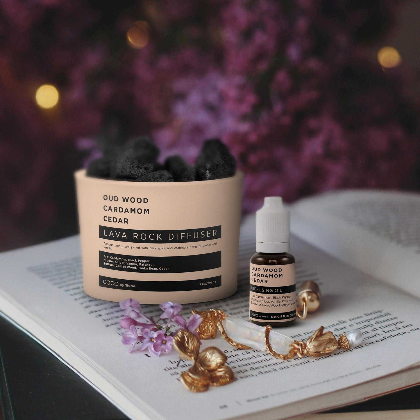 COCO by Stone - Diffusing Oil Diffusing Oil (Oud Wood | Cardamom | Cedar) COCO-DO-OCC 16 $ Lava Rock Diffusers Stone Candles Stew's Incense