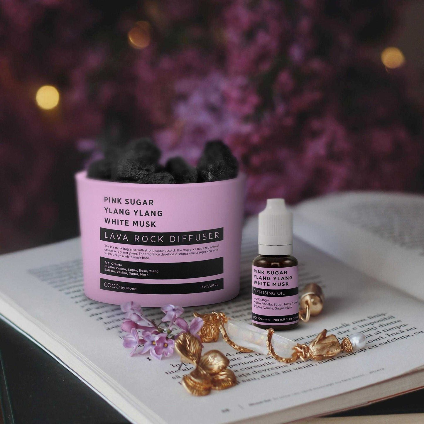 COCO by Stone - Diffusing Oil Diffusing Oil (Pink Sugar | Ylang Ylang | White Musk) COCO-DO-PYW 16 $ Lava Rock Diffusers Stone Candles Stew's Incense