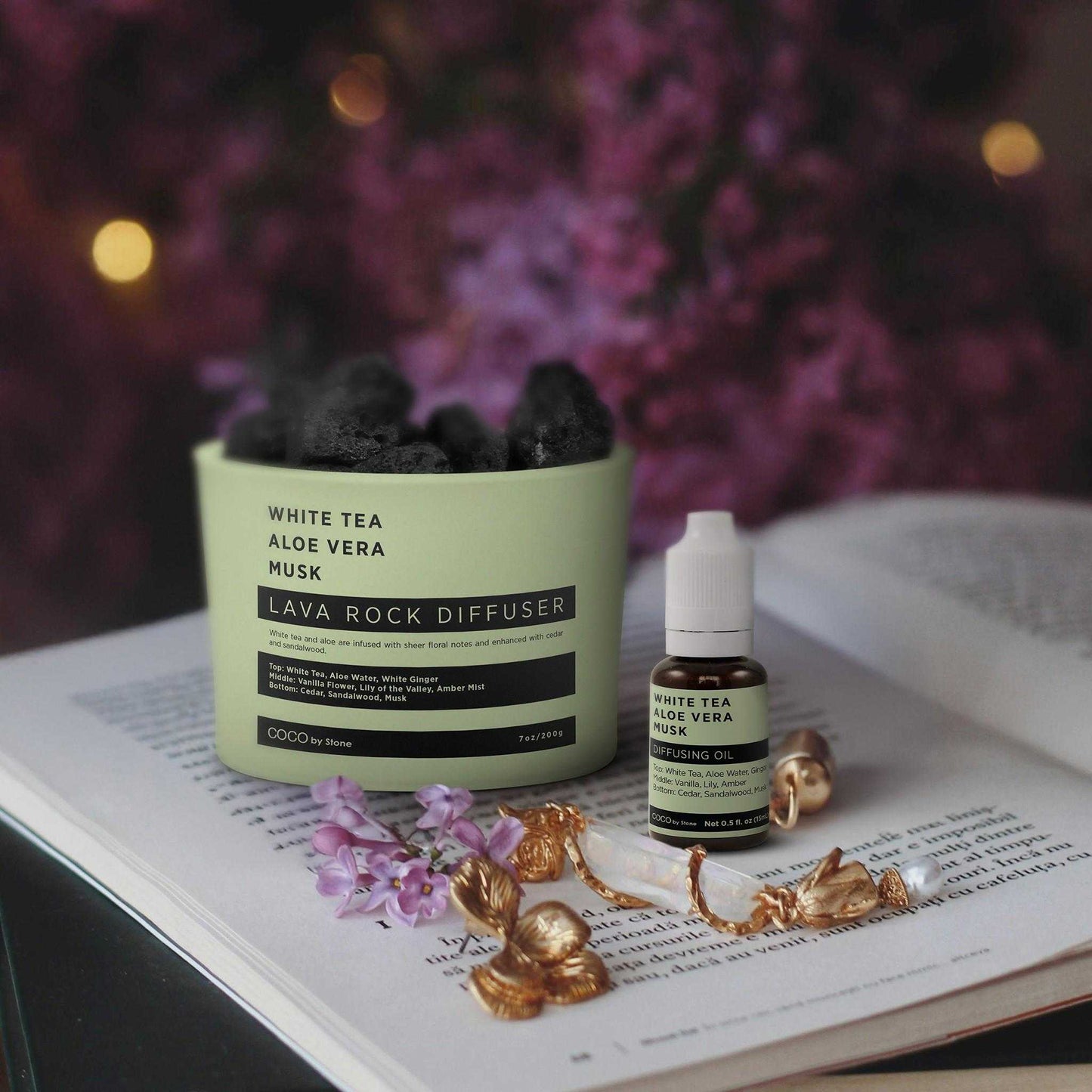 COCO by Stone - Diffusing Oil Diffusing Oil (White Tea | Aloe Vera | Musk) COCO-DO-WAM 16 $ Lava Rock Diffusers Stone Candles Stew's Incense