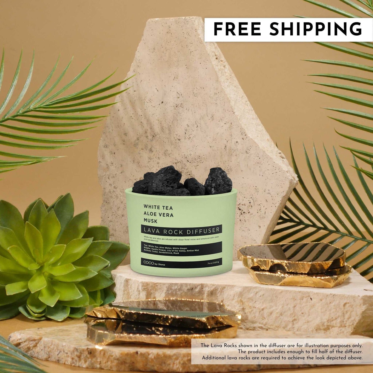 COCO Lava Rock Diffuser Lava Rock Diffuser (White Tea | Aloe Vera | Musk) COCO-LRD-WAM 26 $ Lava Rock Diffusers Stone Candles Stew's Incense