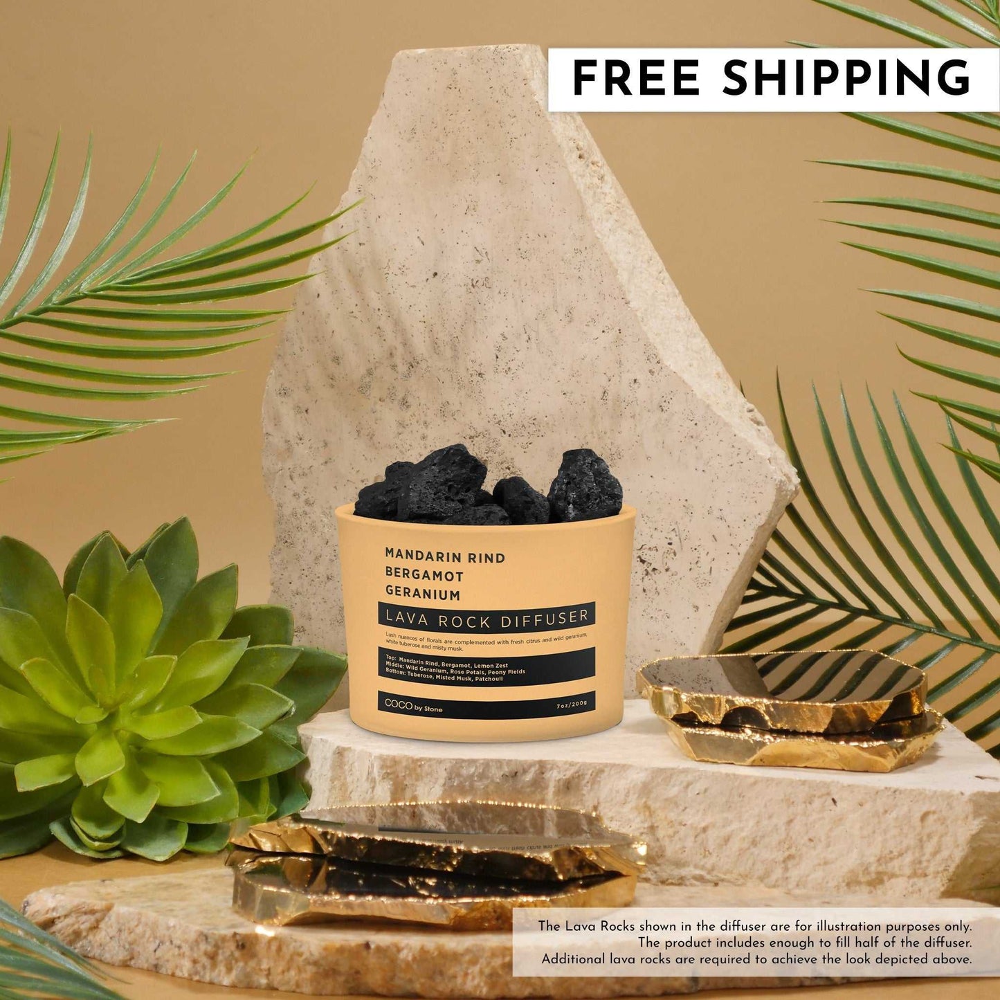 COCO Lava Rock Diffuser Lava Rock Diffuser (Mandarin Rind | Bergamot | Geranium) COCO-LRD-MRBG 26 $ Lava Rock Diffusers Stone Candles Stew's Incense