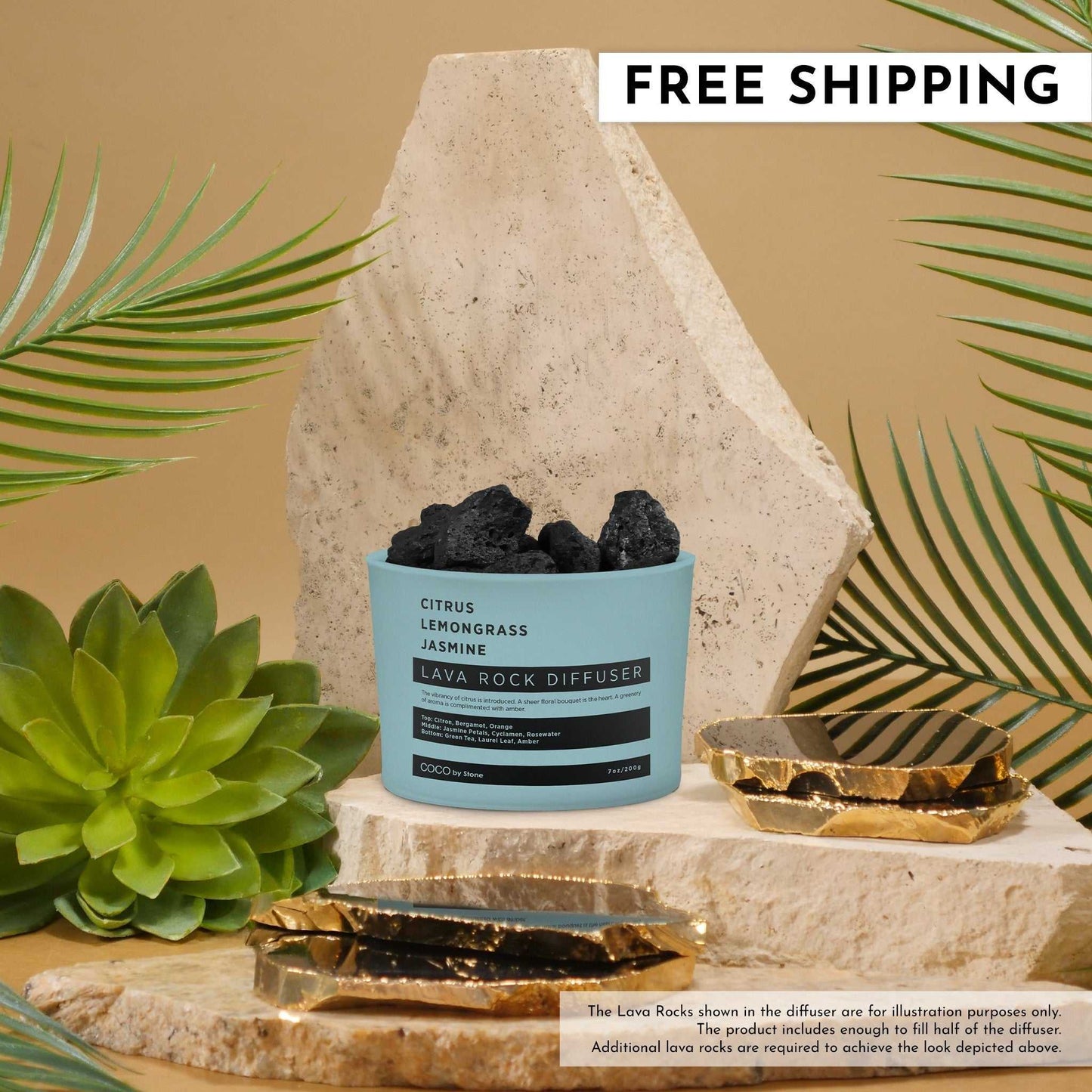 COCO Lava Rock Diffuser Lava Rock Diffuser (Citrus | Lemongrass | Jasmine) COCO-LRD-CLJ 26 $ Lava Rock Diffusers Stone Candles Stew's Incense