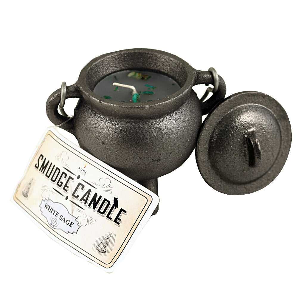 Candle White Sage Smudge Candle in Cast Iron Cauldron 91894 22 $ Shop All The Witches Sage LLC Stew's Incense