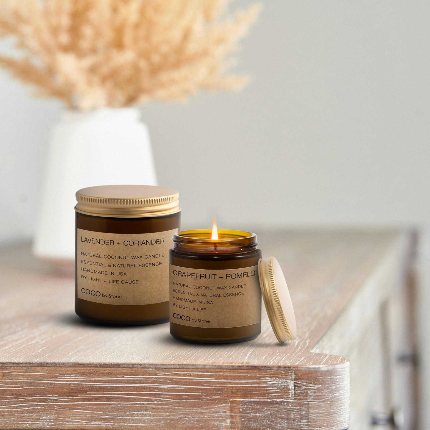 COCO Self Care - Candles 7.2oz Grapefruit + Pomelo Natural Coconut Apricot Wax Candle CN7GRA 27 $ Candles Stone Candles Stew's Incense