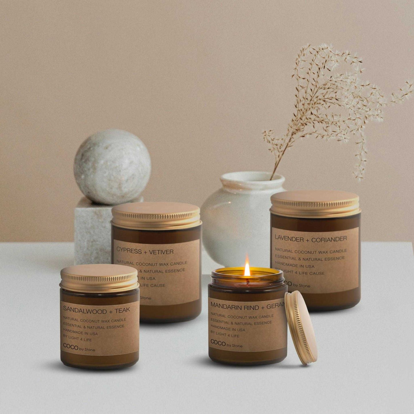 COCO Self Care - Candles 3.5oz Eucalyptus + Tea Tree Natural Coconut Apricot Wax Candle CN3EUC 22 $ Shop All Stone Candles Stew's Incense