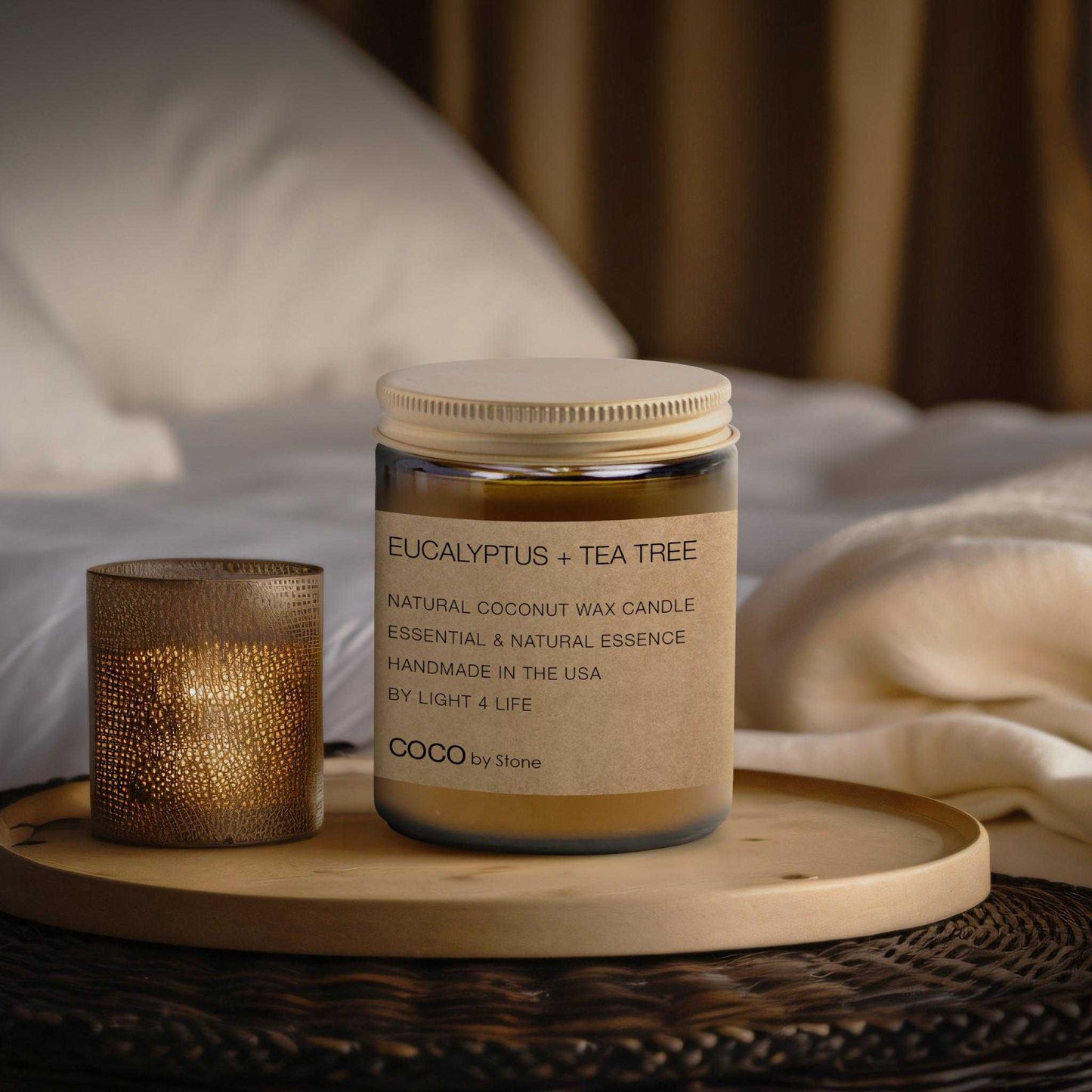 COCO Self Care - Candles 3.5oz Eucalyptus + Tea Tree Natural Coconut Apricot Wax Candle CN3EUC 22 $ Shop All Stone Candles Stew's Incense