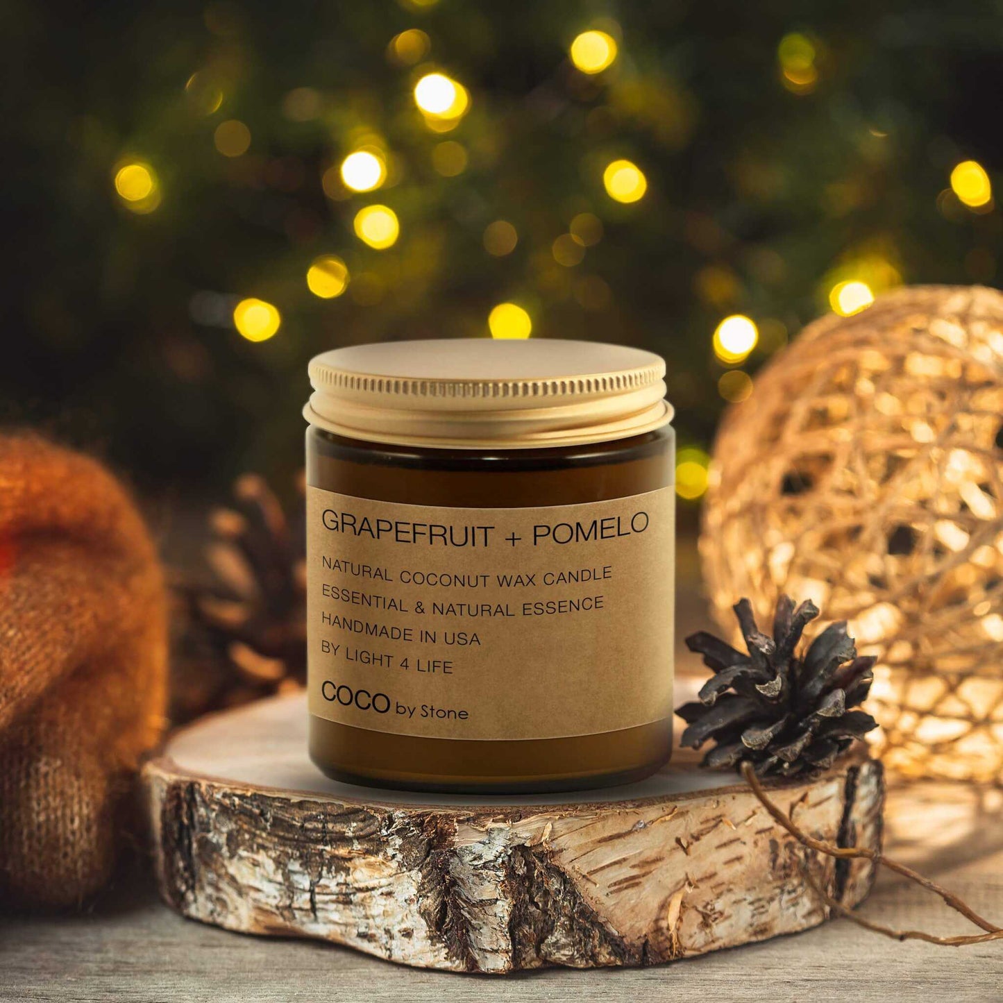 COCO Self Care - Candles 3.5oz Grapefruit + Pomelo Natural Coconut Apricot Wax Candle CN3GRA 22 $ Candles Stone Candles Stew's Incense