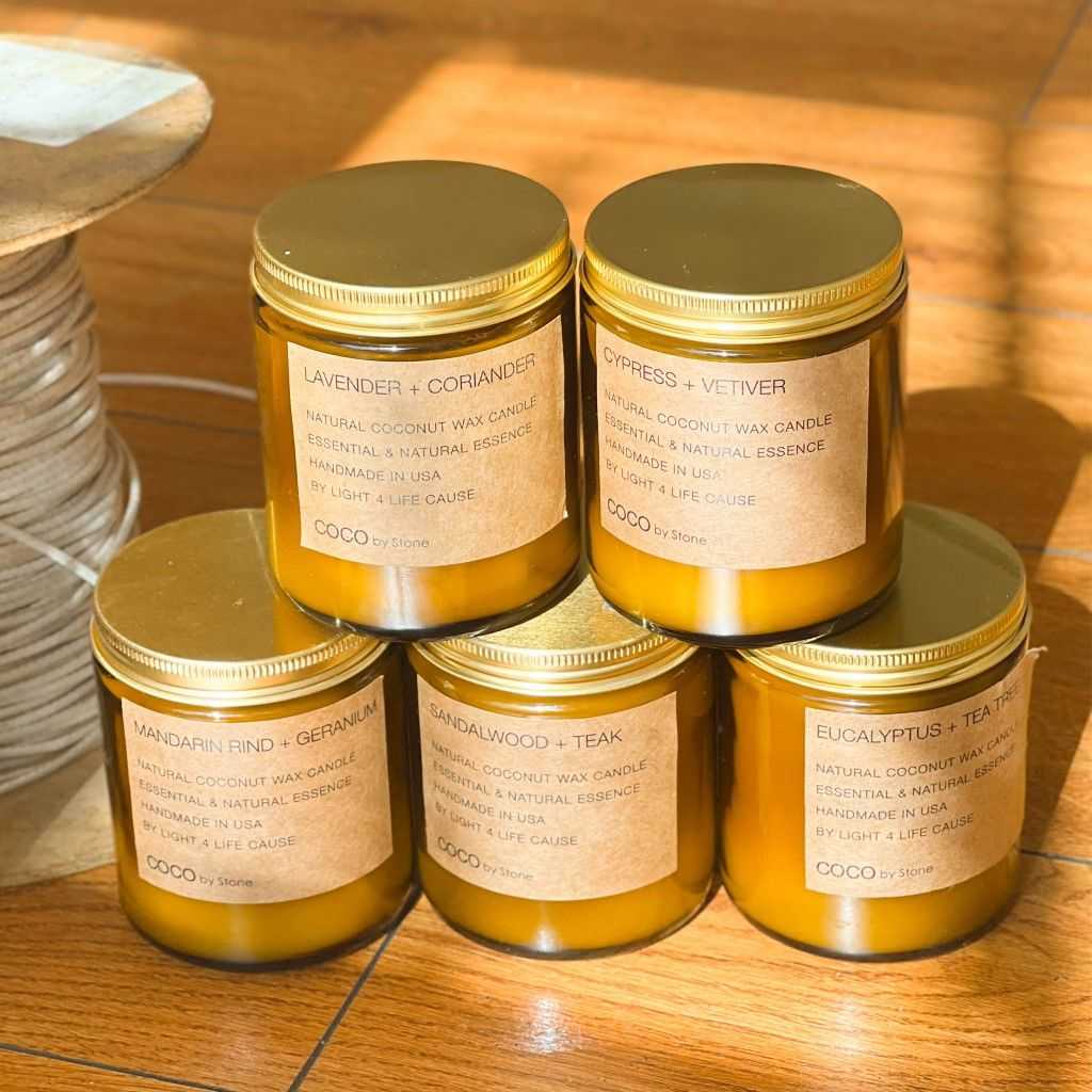 COCO Self Care - Candles 3.5oz Eucalyptus + Tea Tree Natural Coconut Apricot Wax Candle CN3EUC 22 $ Shop All Stone Candles Stew's Incense