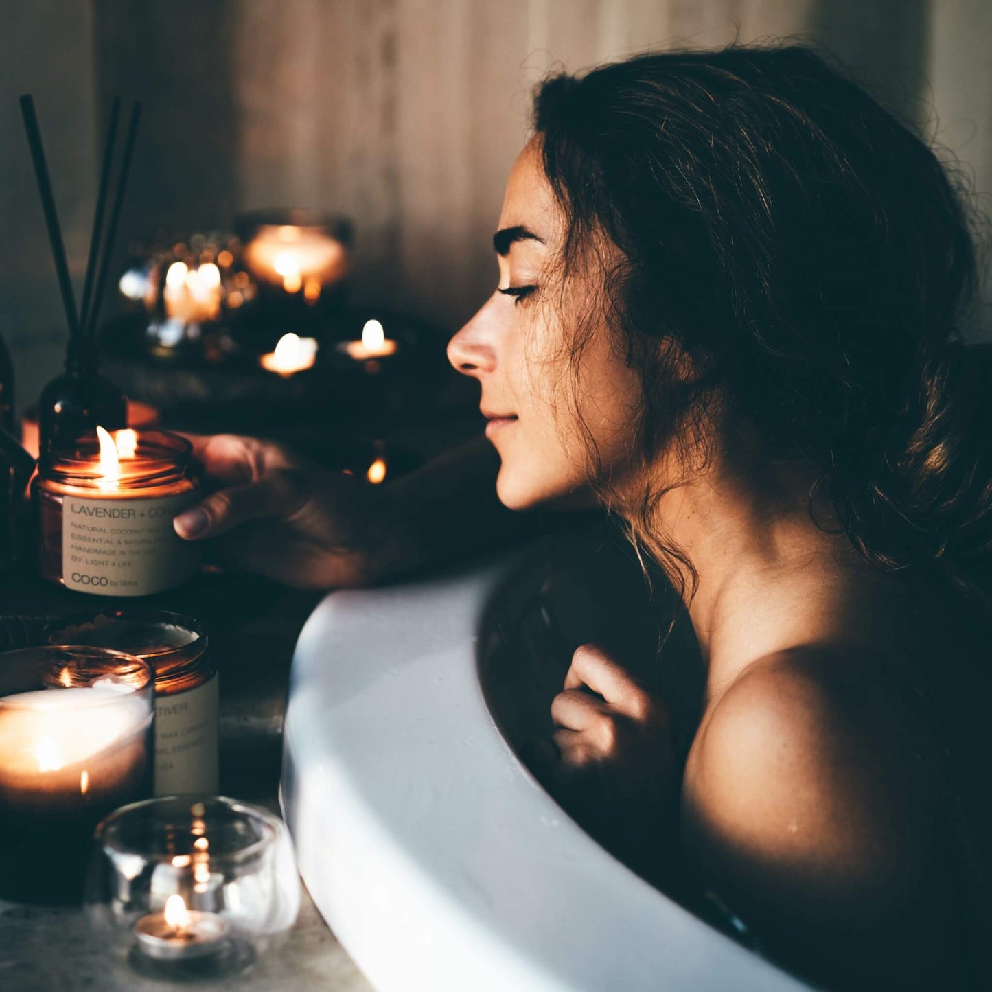 COCO Self Care - Candles 7.2oz Lavender + Coriander Natural Coconut Apricot Wax Candle CN7LAV 27 $ Candles Stone Candles Stew's Incense